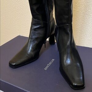 Ann Taylor Sleek Black Heeled Boots